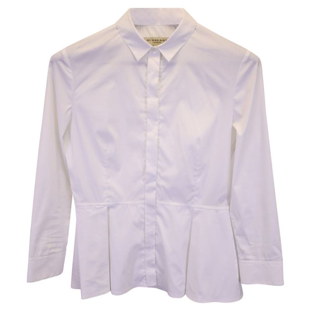 Burberry Peplum Shirt in White Cotton